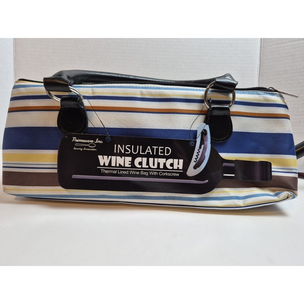 Insulated Wine Clutch Thermal Lined Nautical Bag‎ With Corkscrew In Pocket